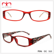 Lunettes de lecture en plastique pour dames avec transfert de papier à motif cerise (MRP21408)